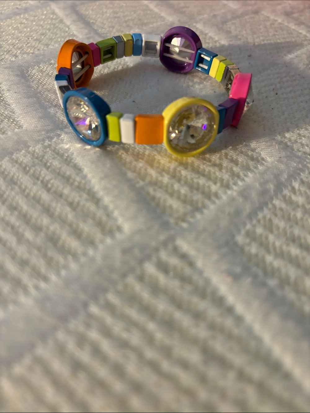 paparazzi Multicolor Crystal Stretch Bracelet - Blue Yellow Pink Orange Purple